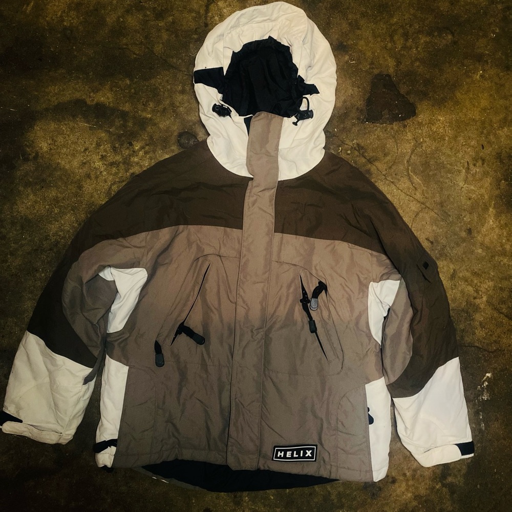 Helix Brown and White Hooded Jacket